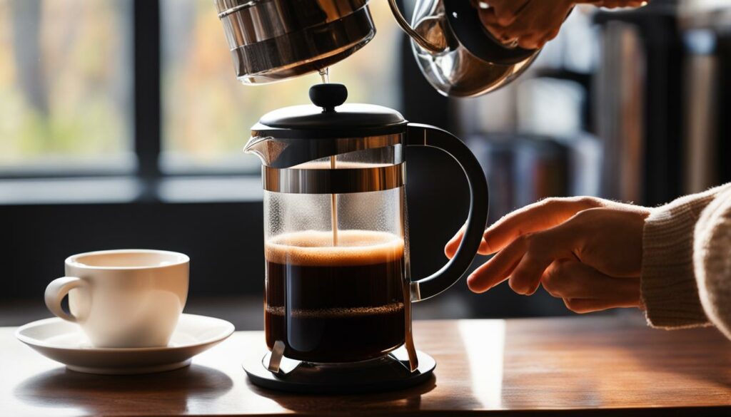 French press coffee brewing